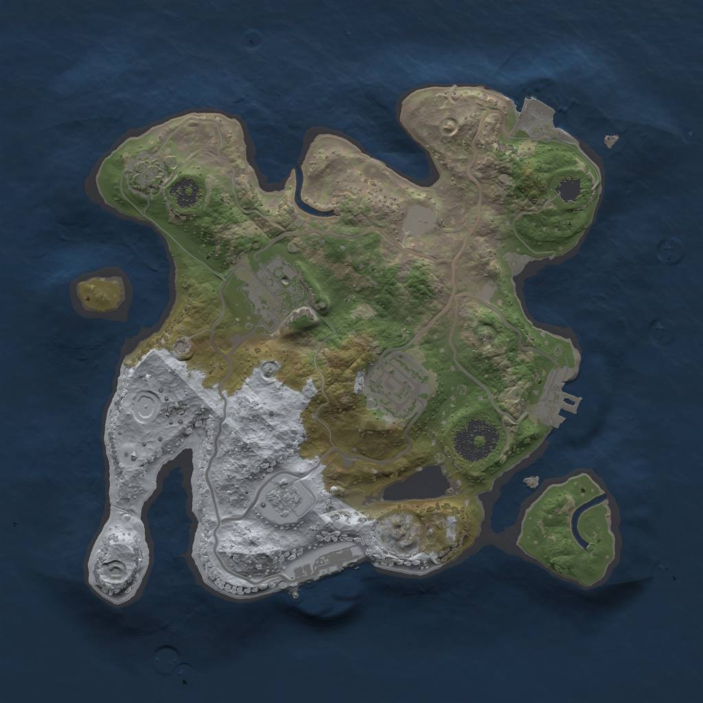 Rust Map: Procedural Map, Size: 2500, Seed: 2147483643, 9 Monuments