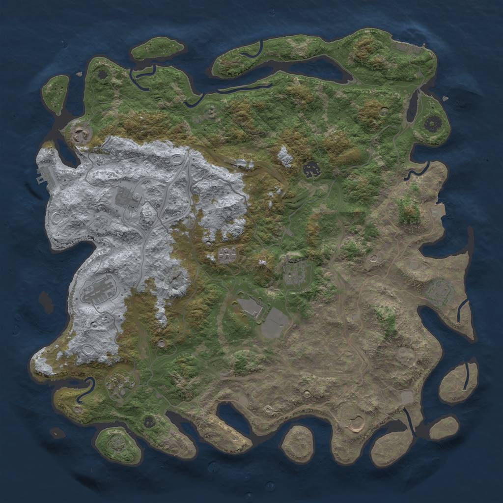 Rust Map: Procedural Map, Size: 4500, Seed: 486981200, 18 Monuments