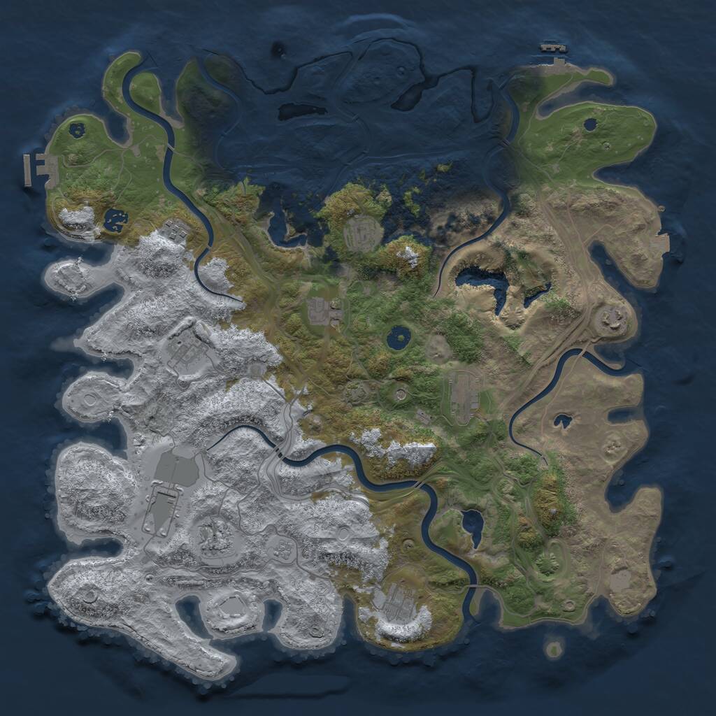 Rust Map: Procedural Map, Size: 4500, Seed: 799511256, 16 Monuments