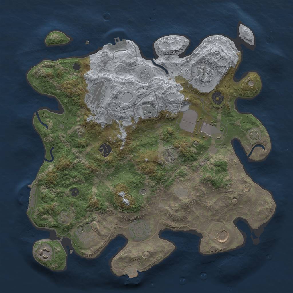 Rust Map: Procedural Map, Size: 3500, Seed: 127585501, 17 Monuments