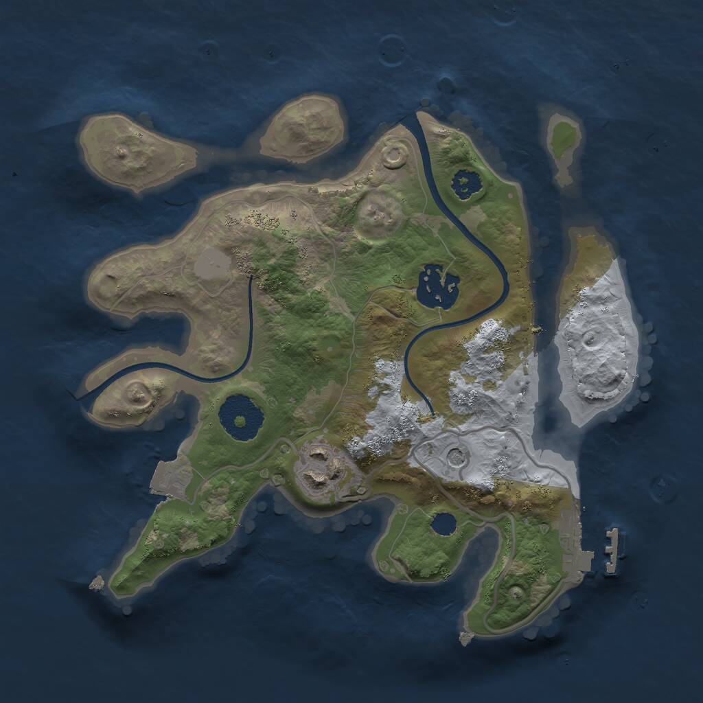 Rust Map: Procedural Map, Size: 2400, Seed: 1993290465, 5 Monuments