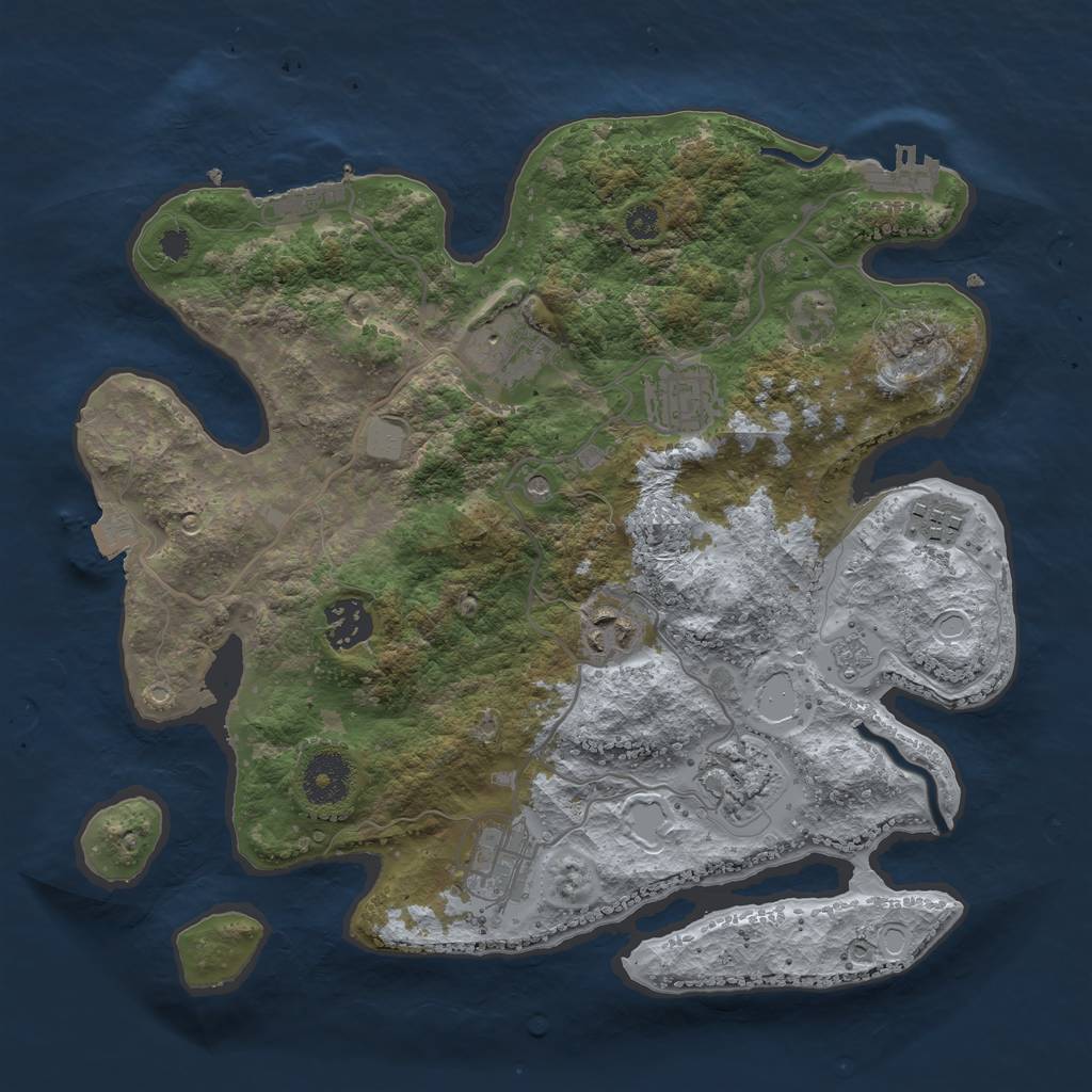 Rust Map: Procedural Map, Size: 3250, Seed: 445, 14 Monuments