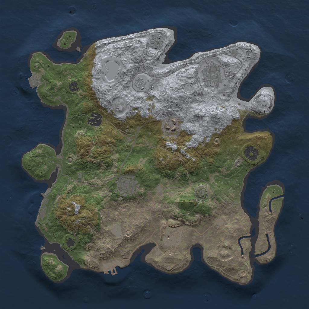 Rust Map: Procedural Map, Size: 3250, Seed: 315667461, 13 Monuments