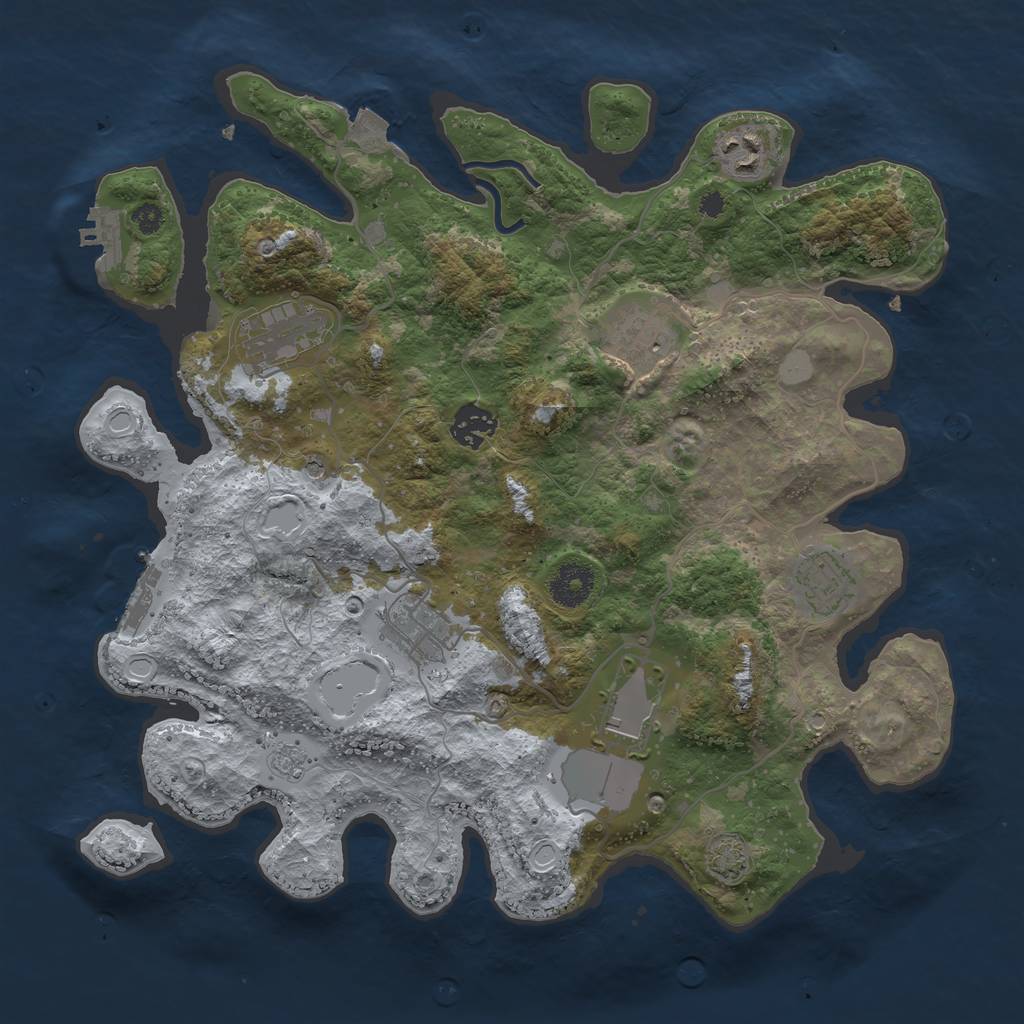 Rust Map: Procedural Map, Size: 3500, Seed: 1889406307, 15 Monuments