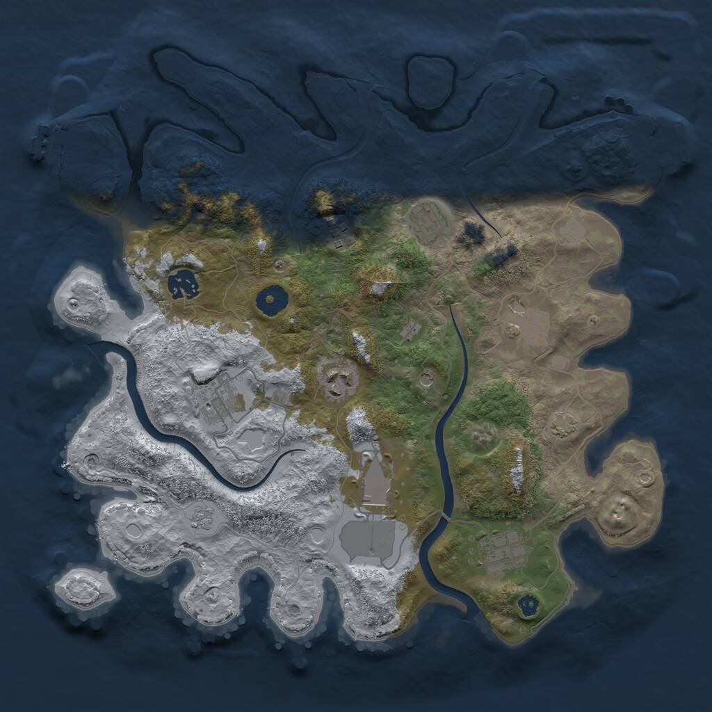 Rust Map: Procedural Map, Size: 3500, Seed: 1889406307, 14 Monuments