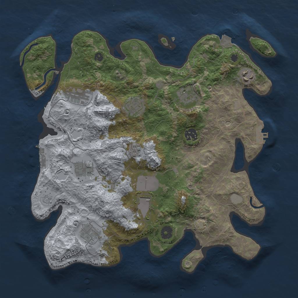 Rust Map: Procedural Map, Size: 3500, Seed: 521607685, 17 Monuments