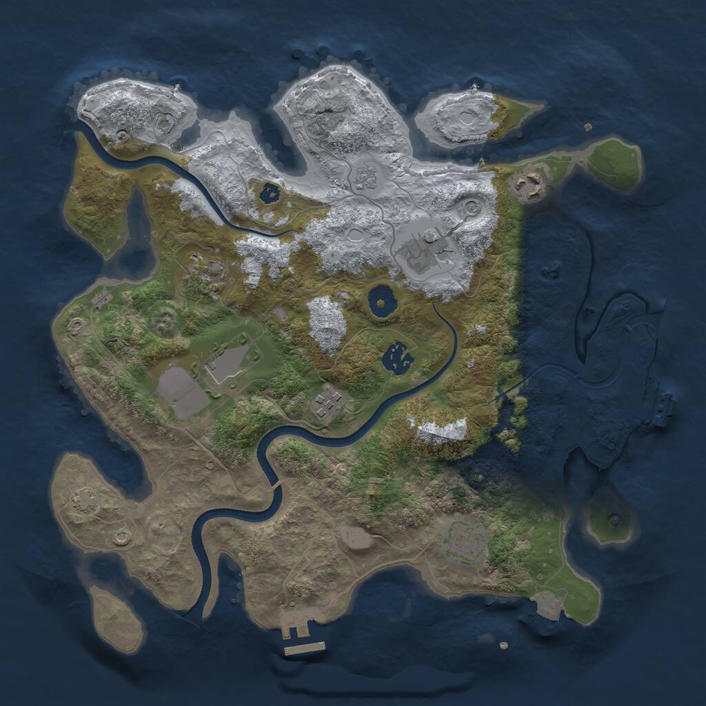 Rust Map: Procedural Map, Size: 3500, Seed: 28530638, 13 Monuments