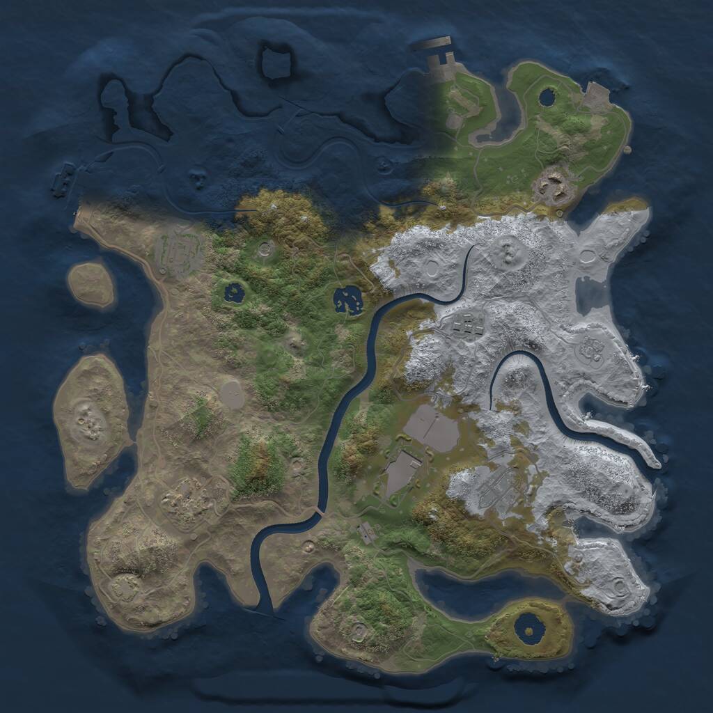 Rust Map: Procedural Map, Size: 3500, Seed: 1743821326, 13 Monuments