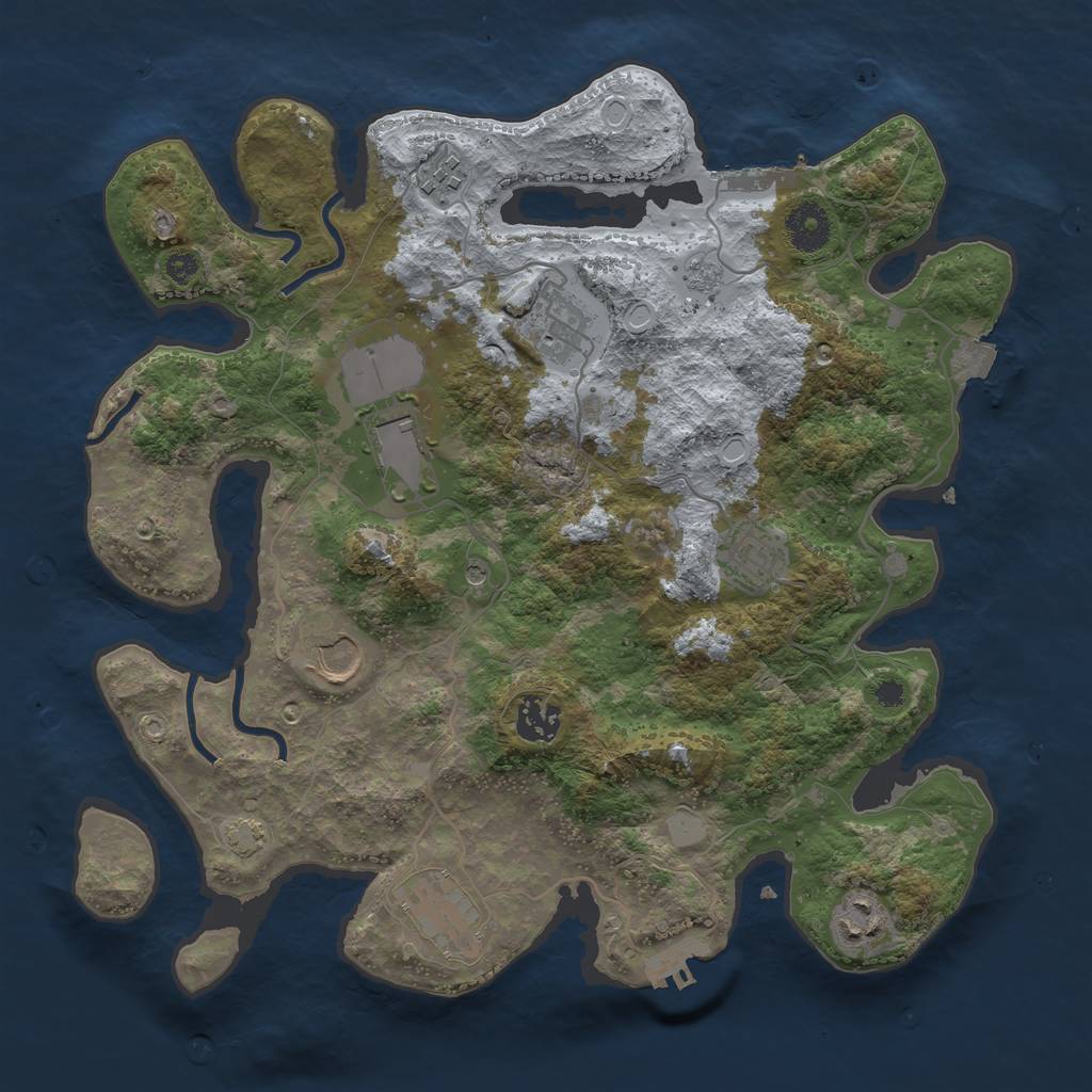 Rust Map: Procedural Map, Size: 3500, Seed: 1933579644, 16 Monuments