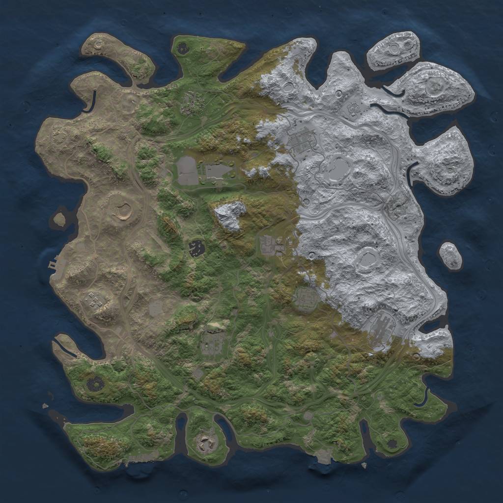 Rust Map: Procedural Map, Size: 4500, Seed: 33245, 19 Monuments