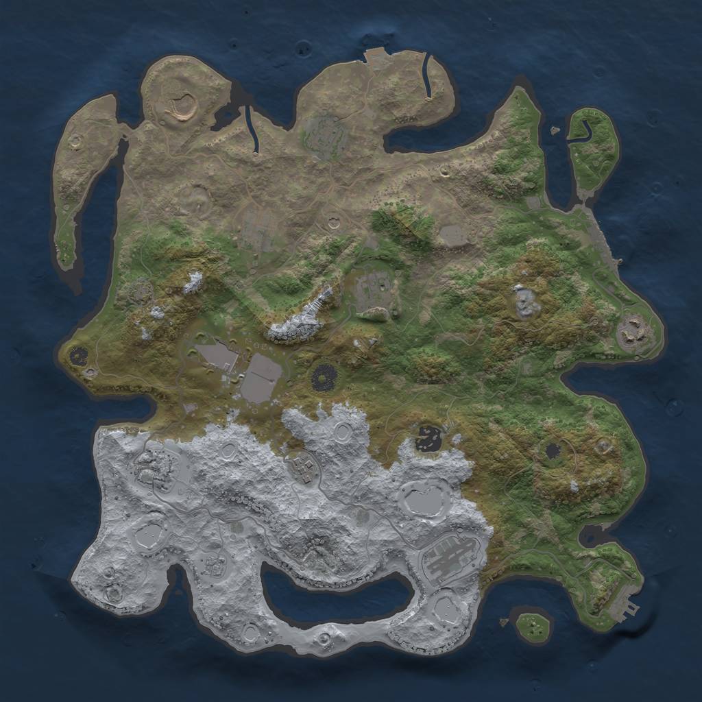 Rust Map: Procedural Map, Size: 3850, Seed: 74002684, 18 Monuments