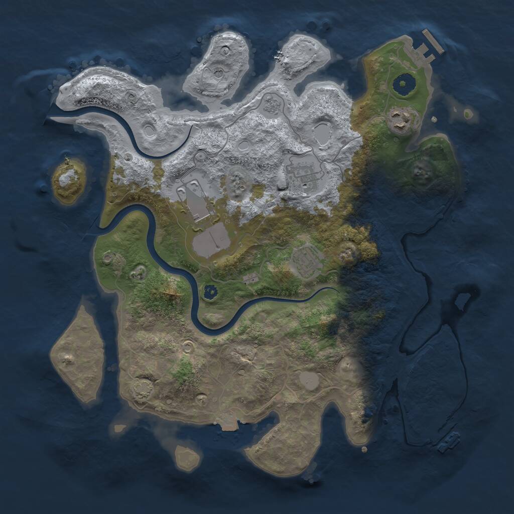 Rust Map: Procedural Map, Size: 3550, Seed: 24479474, 10 Monuments