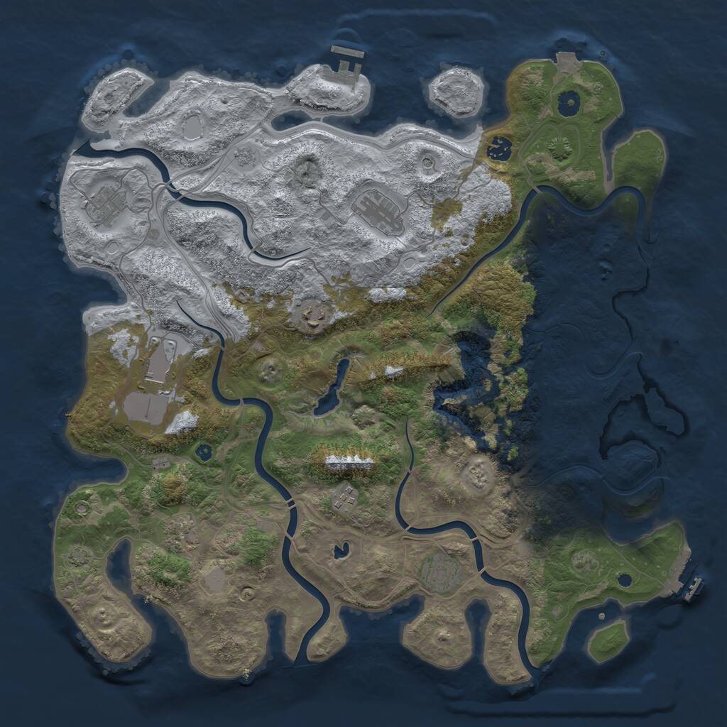 Rust Map: Procedural Map, Size: 4400, Seed: 38164765, 14 Monuments