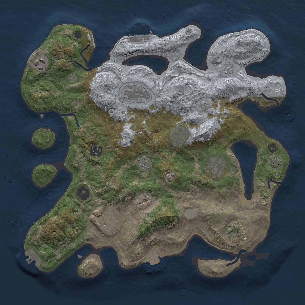 Rust Map: Procedural Map, Size: 3450, Seed: 96299508, 15 Monuments