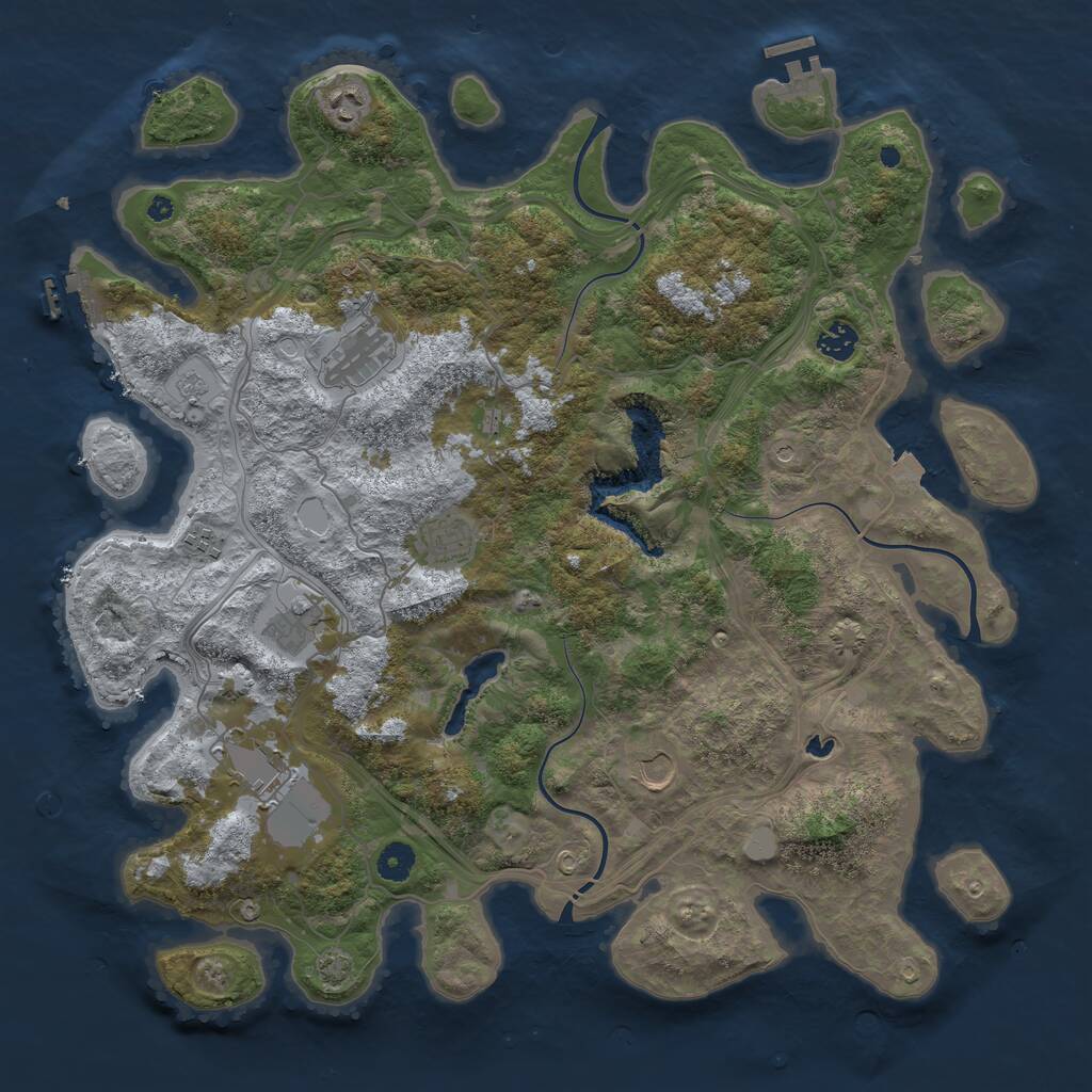 Rust Map: Procedural Map, Size: 4300, Seed: 16346101, 14 Monuments
