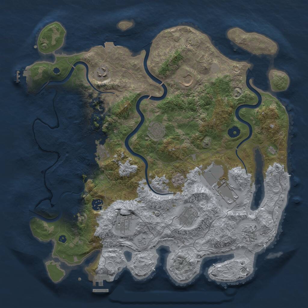Rust Map: Procedural Map, Size: 3950, Seed: 19486936, 16 Monuments