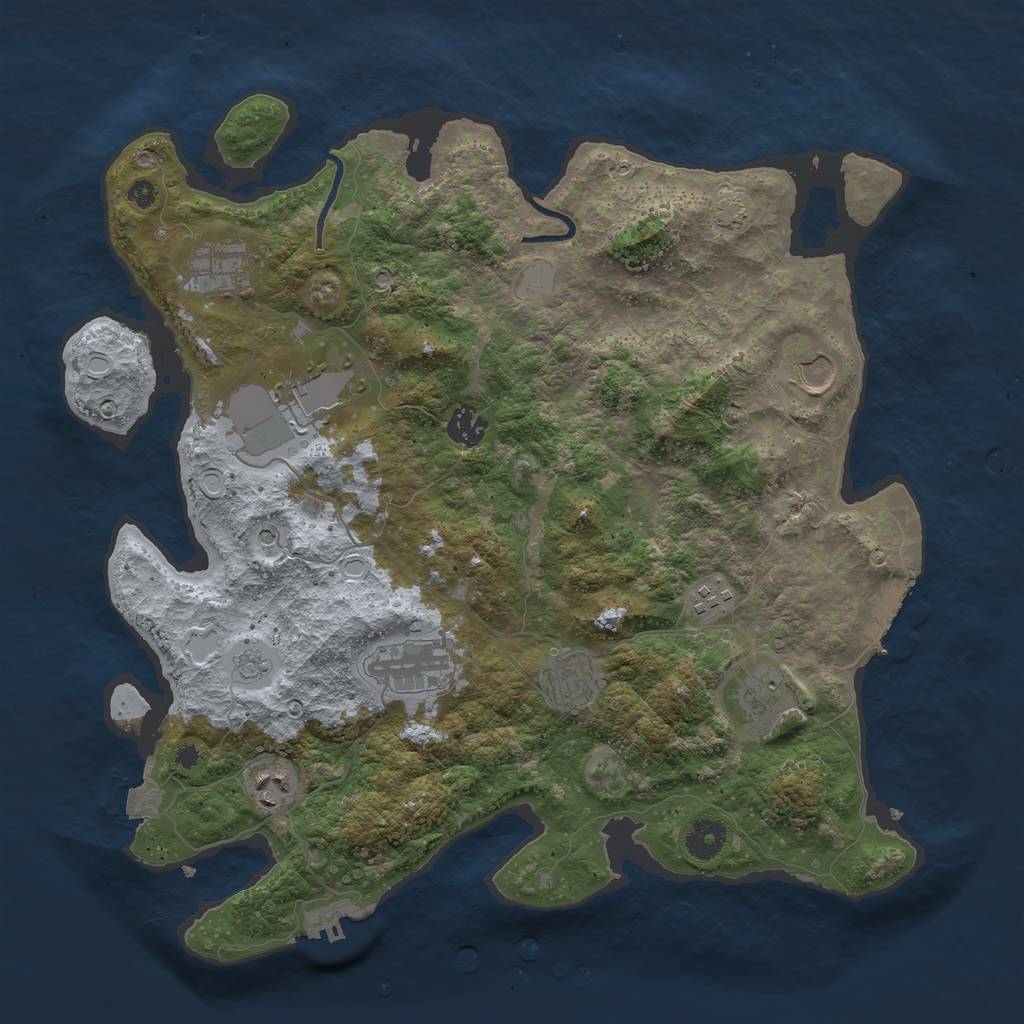 Rust Map: Procedural Map, Size: 3850, Seed: 27103054, 17 Monuments