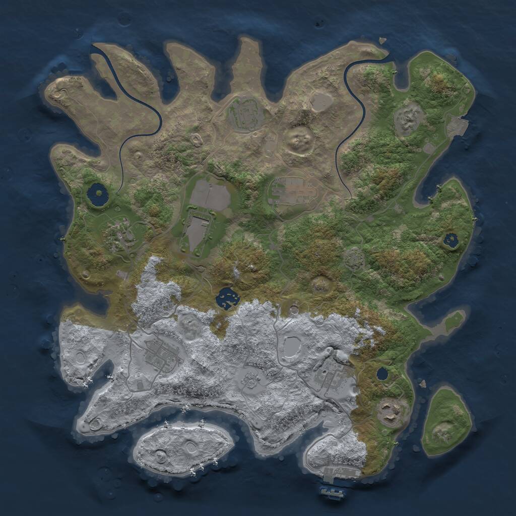 Rust Map: Procedural Map, Size: 3550, Seed: 96150542, 13 Monuments
