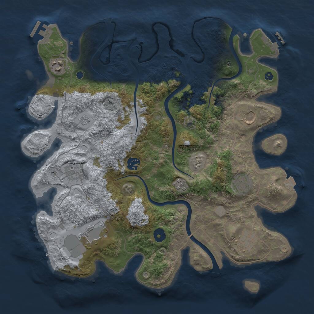 Rust Map: Procedural Map, Size: 3650, Seed: 72709747, 14 Monuments