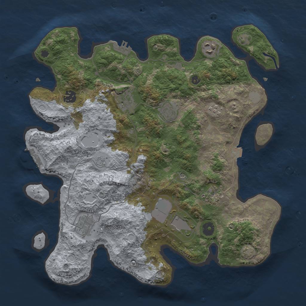 Rust Map: Procedural Map, Size: 3550, Seed: 47881513, 16 Monuments
