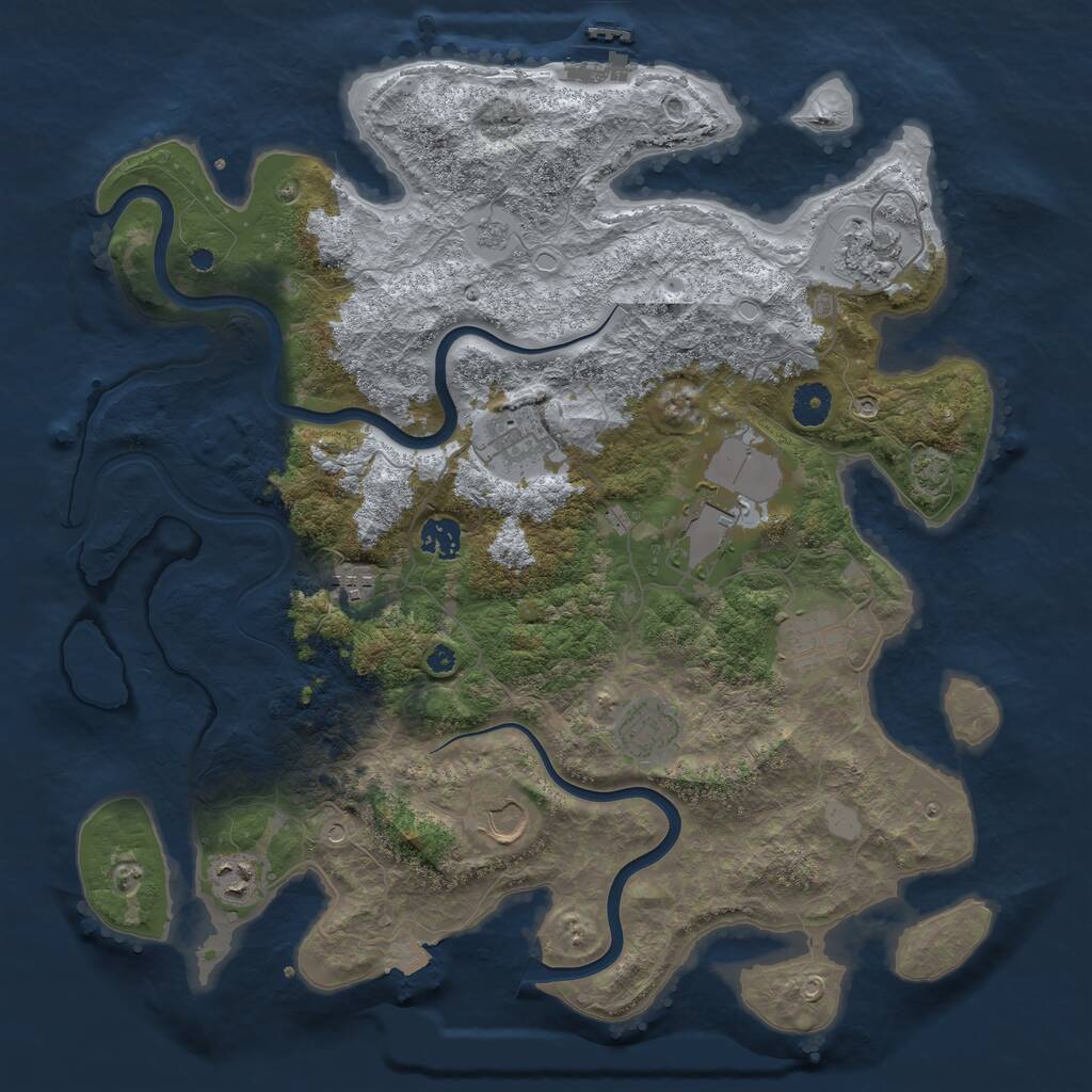 Rust Map: Procedural Map, Size: 3950, Seed: 59183319, 14 Monuments