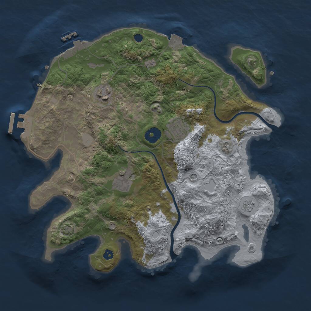 Rust Map: Procedural Map, Size: 3000, Seed: 53151, 9 Monuments