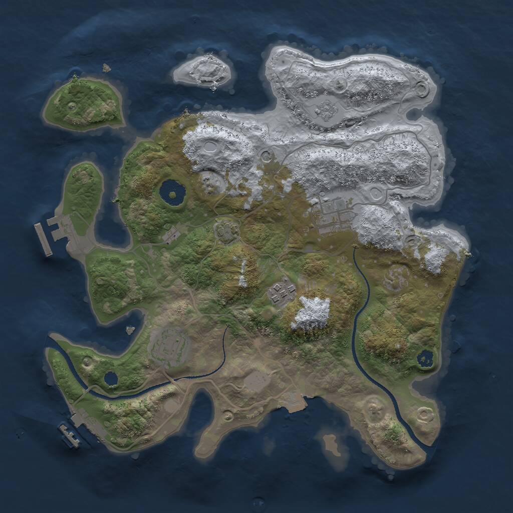 Rust Map: Procedural Map, Size: 3000, Seed: 36116, 9 Monuments