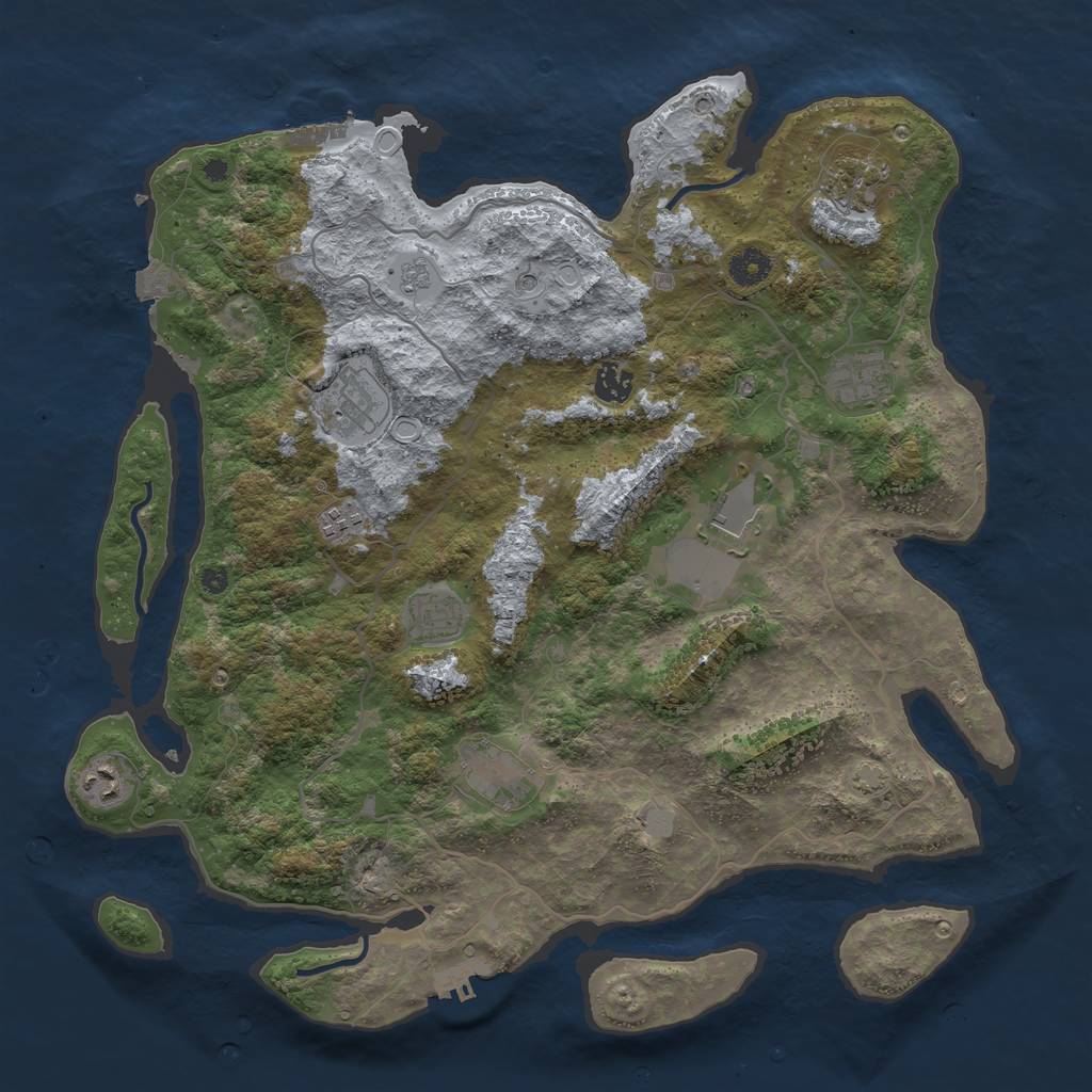 Rust Map: Procedural Map, Size: 4100, Seed: 50023052, 17 Monuments