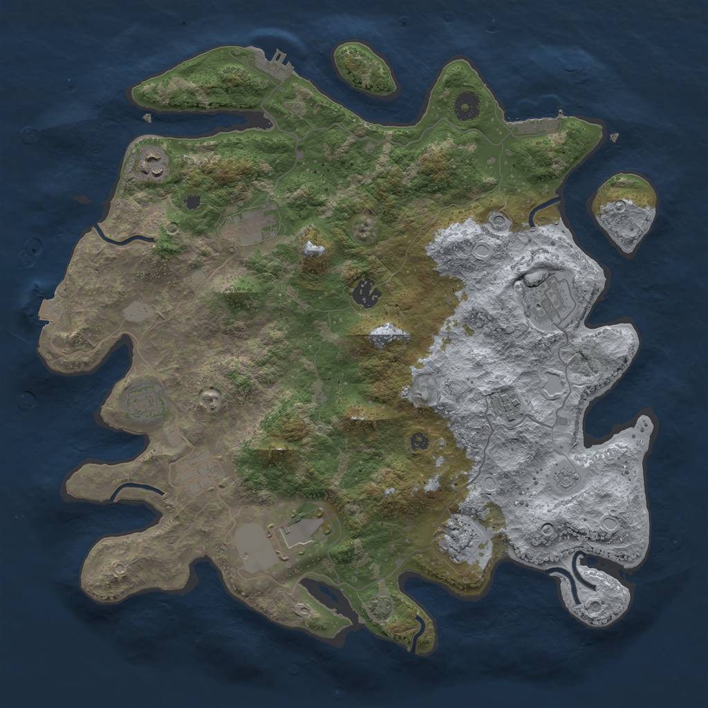 Rust Map: Procedural Map, Size: 3850, Seed: 99006601, 17 Monuments