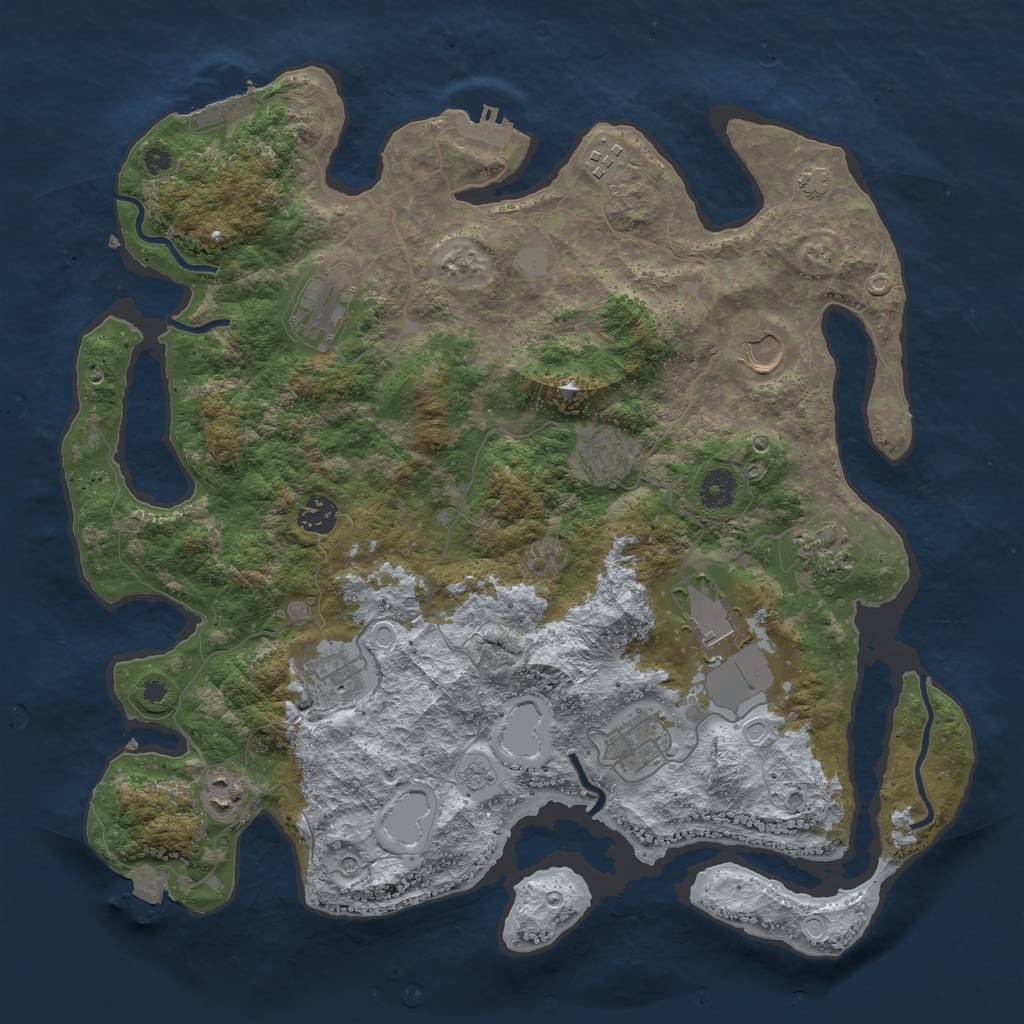 Rust Map: Procedural Map, Size: 3950, Seed: 80100000, 18 Monuments