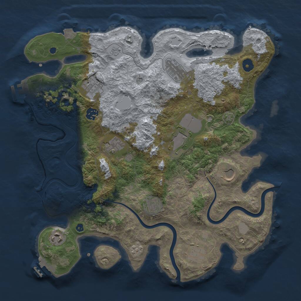 Rust Map: Procedural Map, Size: 3750, Seed: 98468332, 16 Monuments