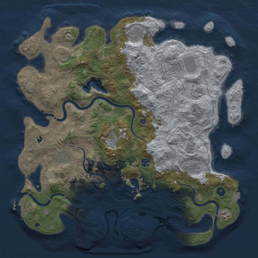 Rust Map: Procedural Map, Size: 4400, Seed: 22307675, 16 Monuments