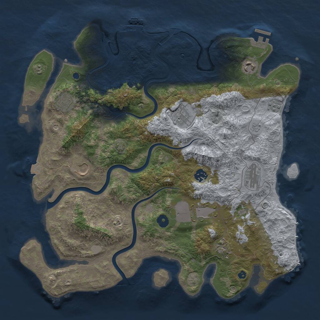 Rust Map: Procedural Map, Size: 3950, Seed: 43354734, 15 Monuments