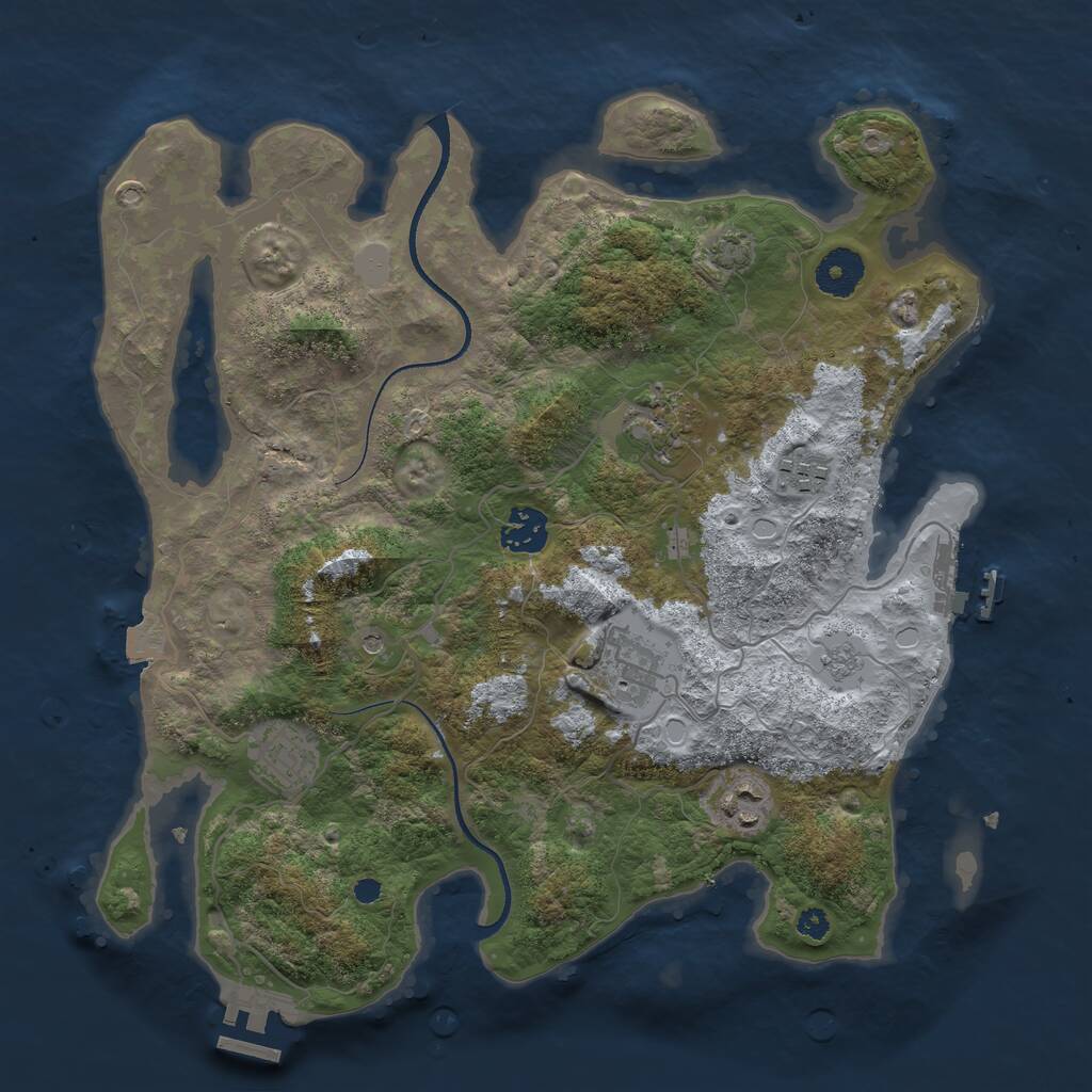 Rust Map: Procedural Map, Size: 3450, Seed: 95741535, 12 Monuments