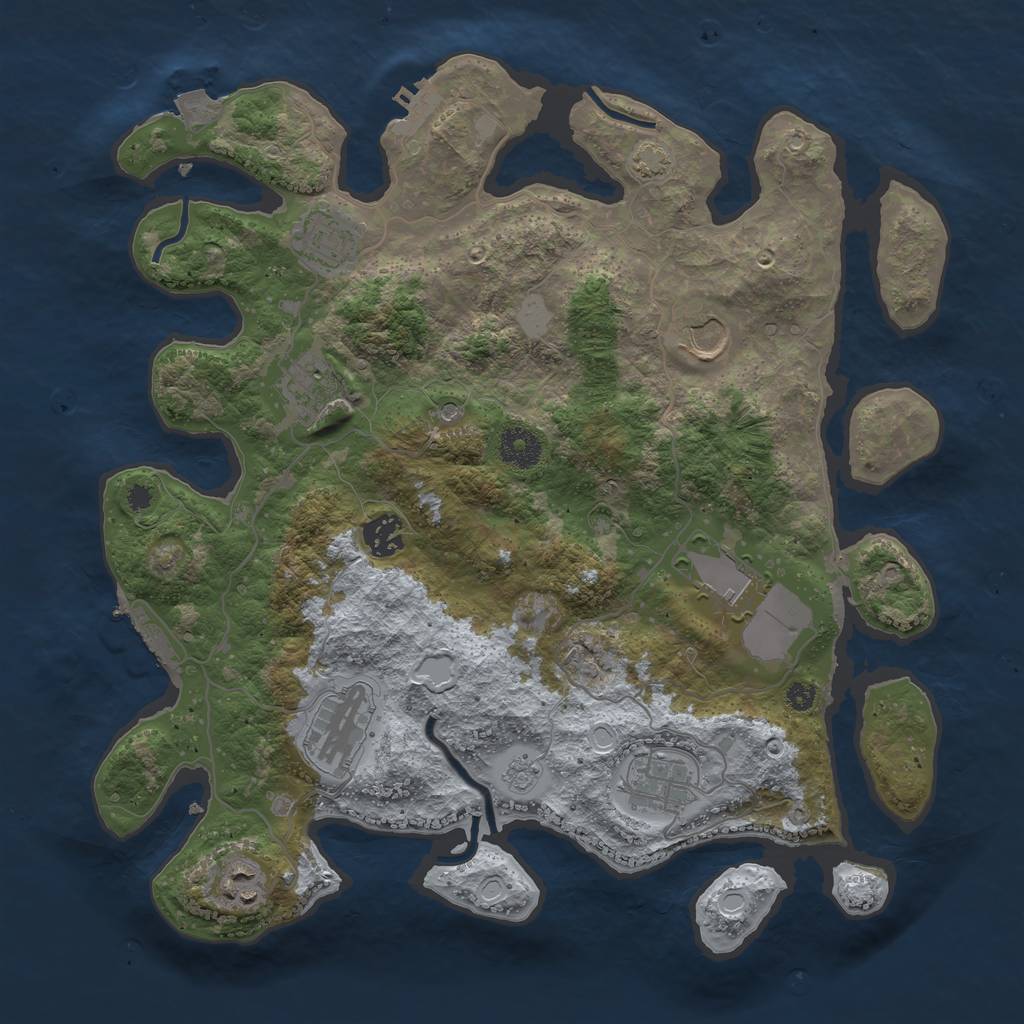 Rust Map: Procedural Map, Size: 3650, Seed: 60081317, 16 Monuments