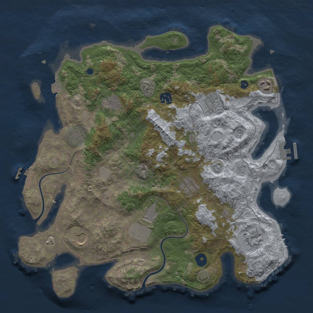 Rust Map: Procedural Map, Size: 3800, Seed: 55601243, 15 Monuments