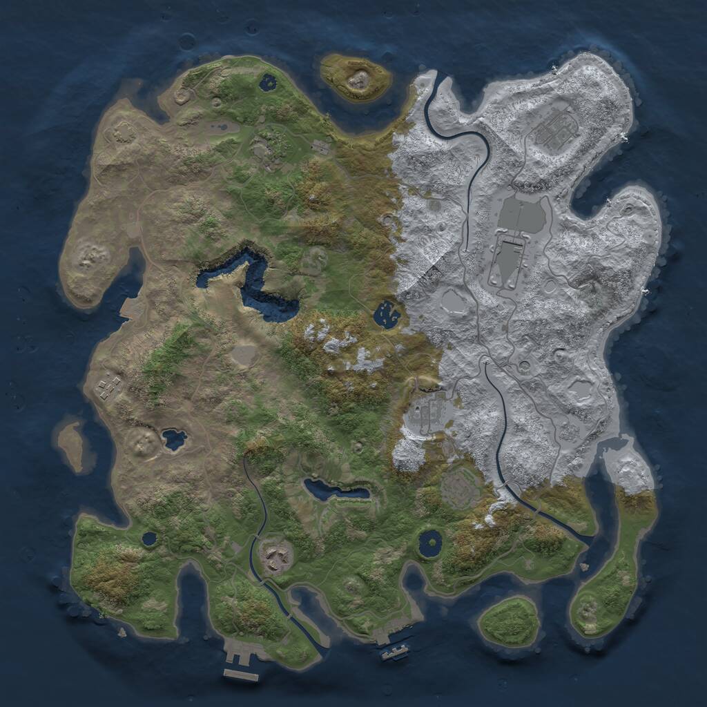 Rust Map: Procedural Map, Size: 4100, Seed: 52227108, 14 Monuments