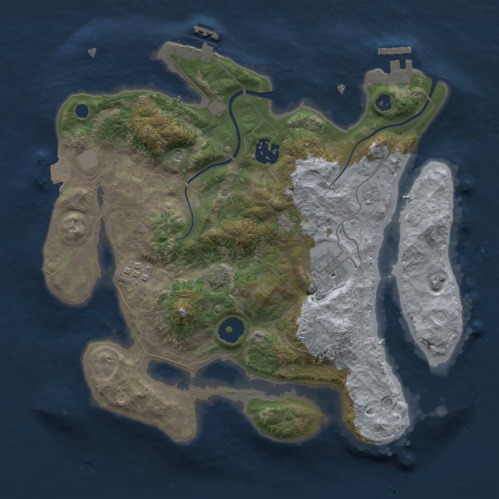 Rust Map: Procedural Map, Size: 3000, Seed: 609514082, 9 Monuments
