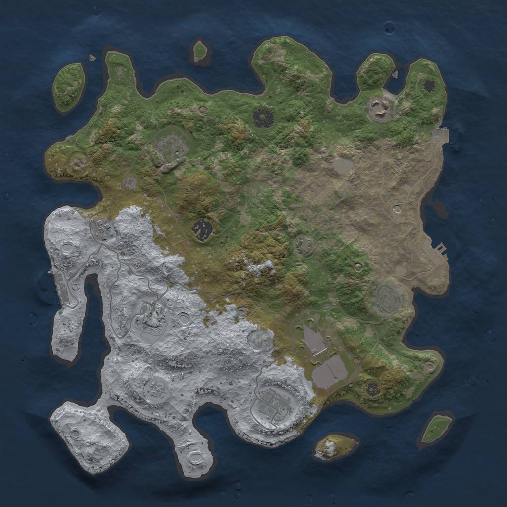 Rust Map: Procedural Map, Size: 3750, Seed: 39144358, 16 Monuments