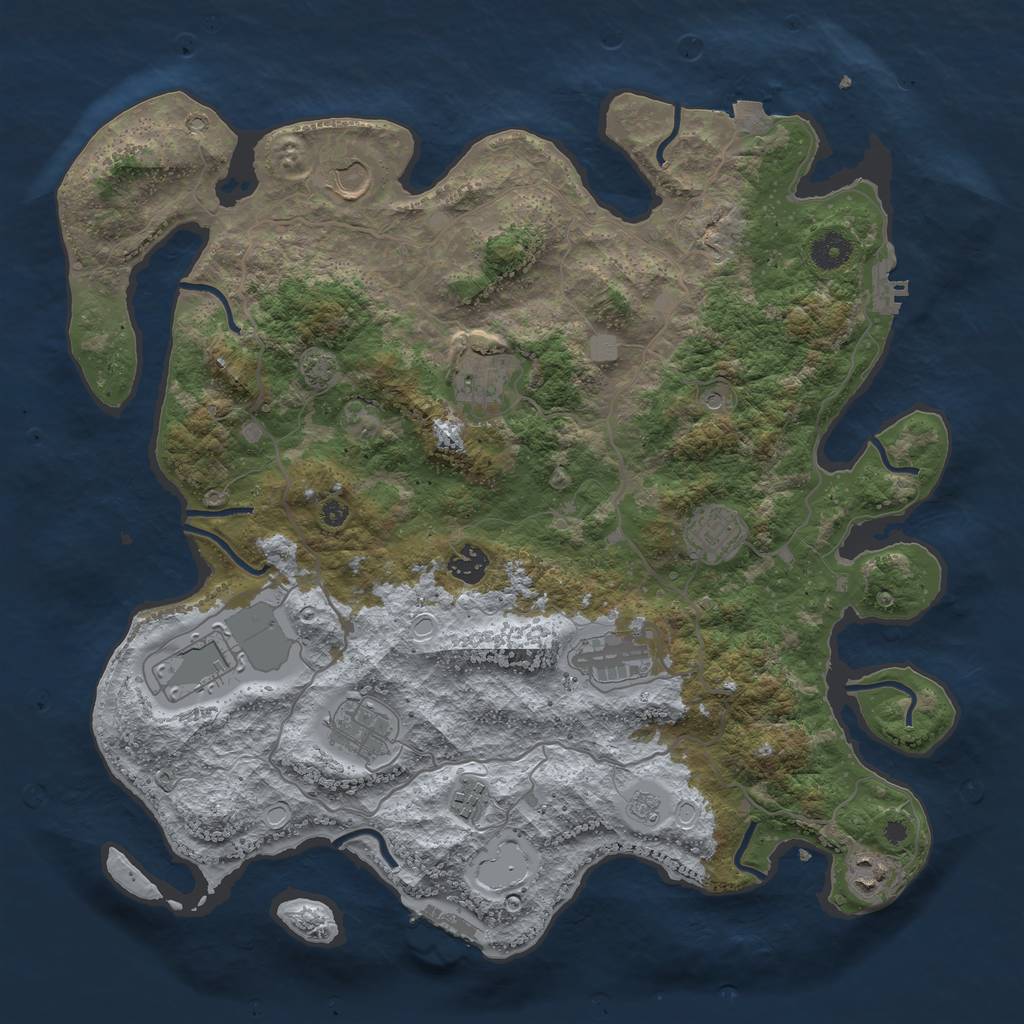 Rust Map: Procedural Map, Size: 4000, Seed: 434596480, 17 Monuments