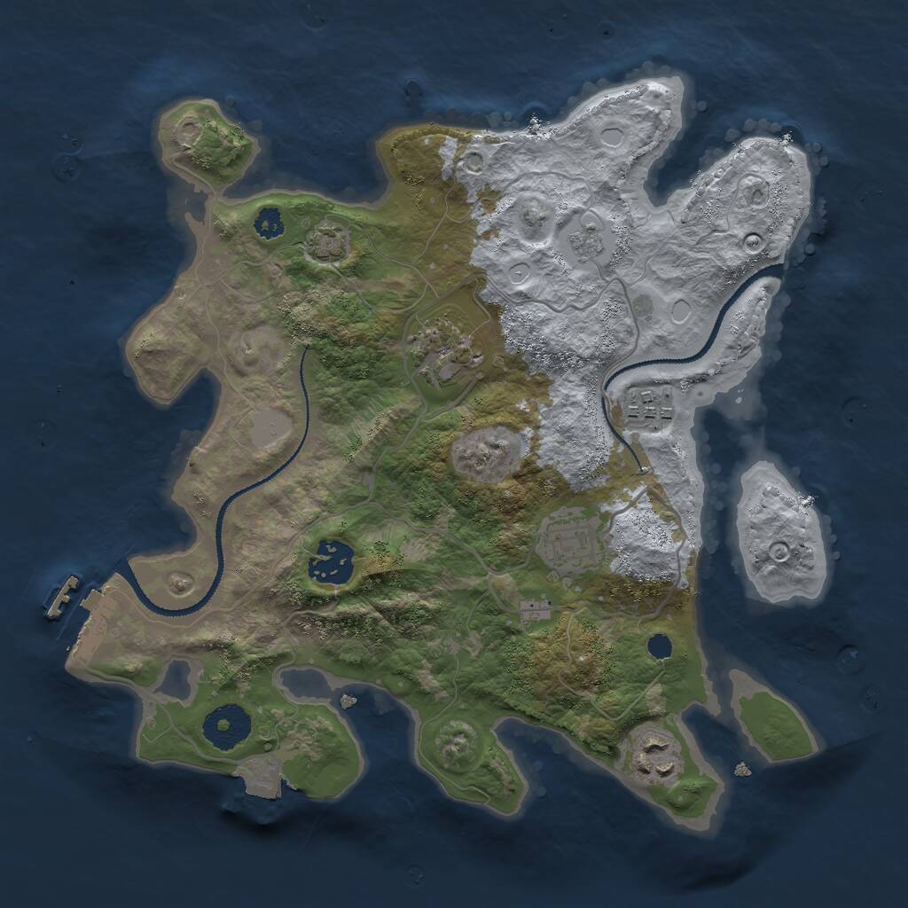Rust Map: Procedural Map, Size: 3000, Seed: 1098124896, 9 Monuments