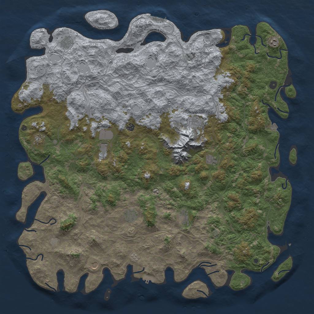 Rust Map: Procedural Map, Size: 6000, Seed: 562642, 19 Monuments