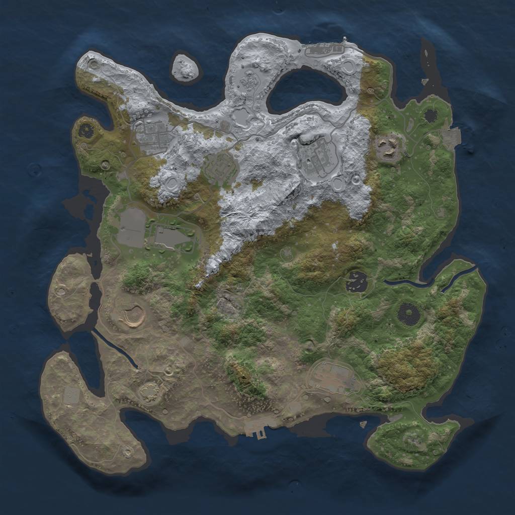Rust Map: Procedural Map, Size: 3500, Seed: 702614147, 15 Monuments