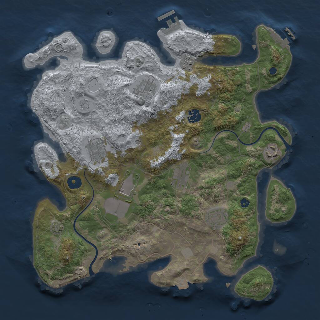 Rust Map: Procedural Map, Size: 3500, Seed: 1701756889, 14 Monuments