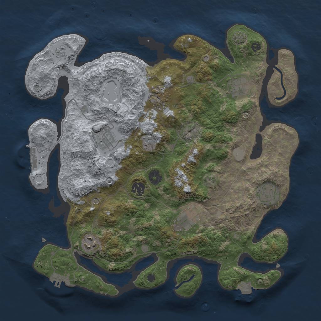 Rust Map: Procedural Map, Size: 3450, Seed: 876554, 16 Monuments