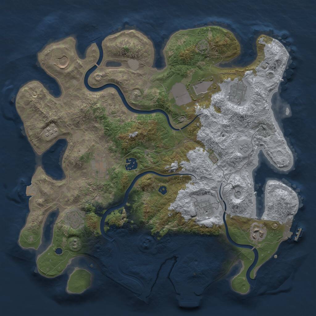 Rust Map: Procedural Map, Size: 3700, Seed: 15671416, 15 Monuments