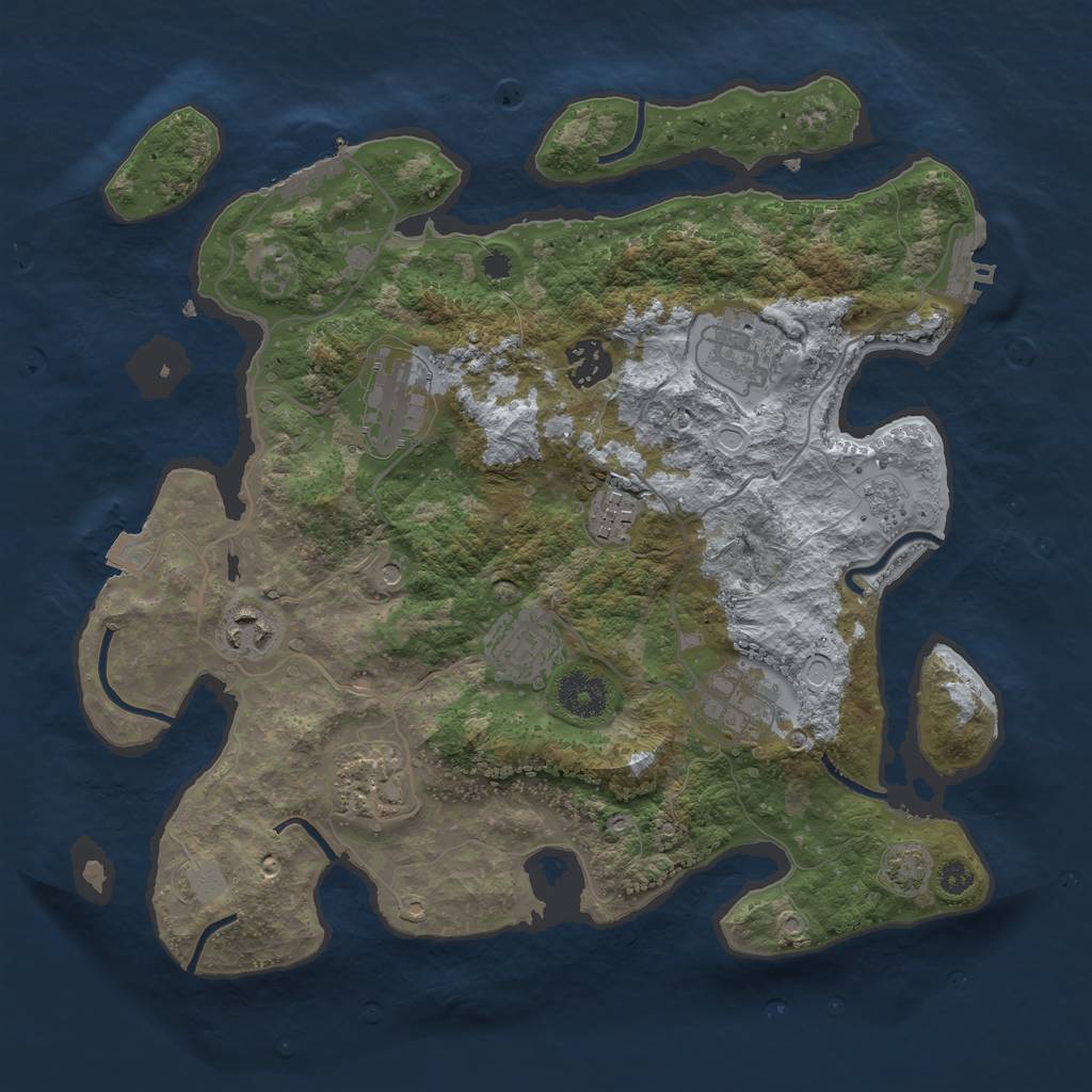Rust Map: Procedural Map, Size: 3400, Seed: 57907147, 16 Monuments