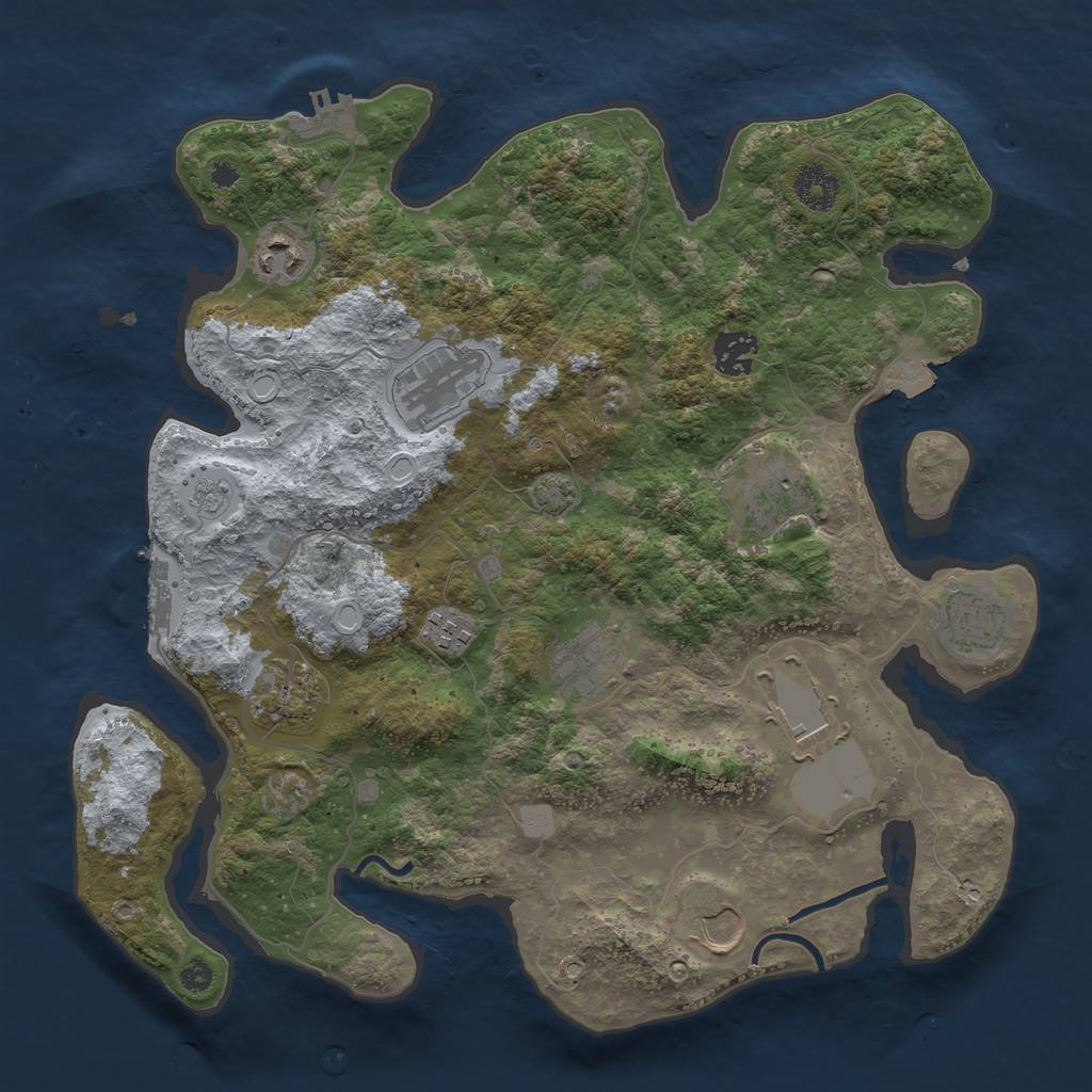 Rust Map: Procedural Map, Size: 3550, Seed: 35119723, 17 Monuments