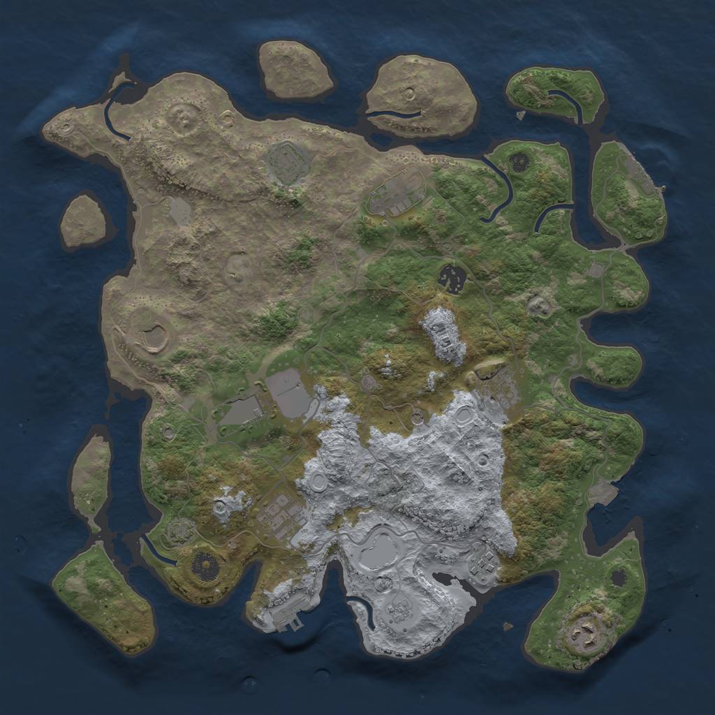 Rust Map: Procedural Map, Size: 3800, Seed: 66420, 17 Monuments