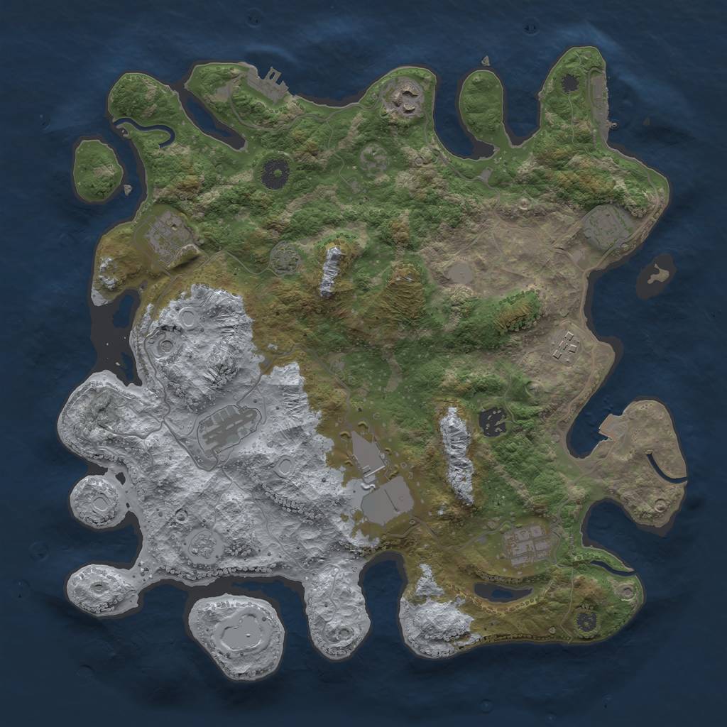 Rust Map: Procedural Map, Size: 3700, Seed: 38788508, 16 Monuments